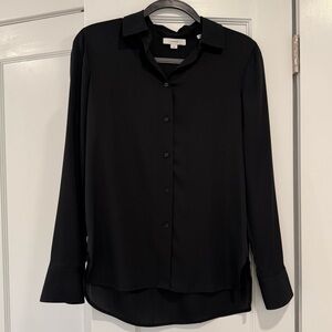 Classic Vince Slim Fitted Stretch-Silk Blouse Button Down Shirt Black - S S/P